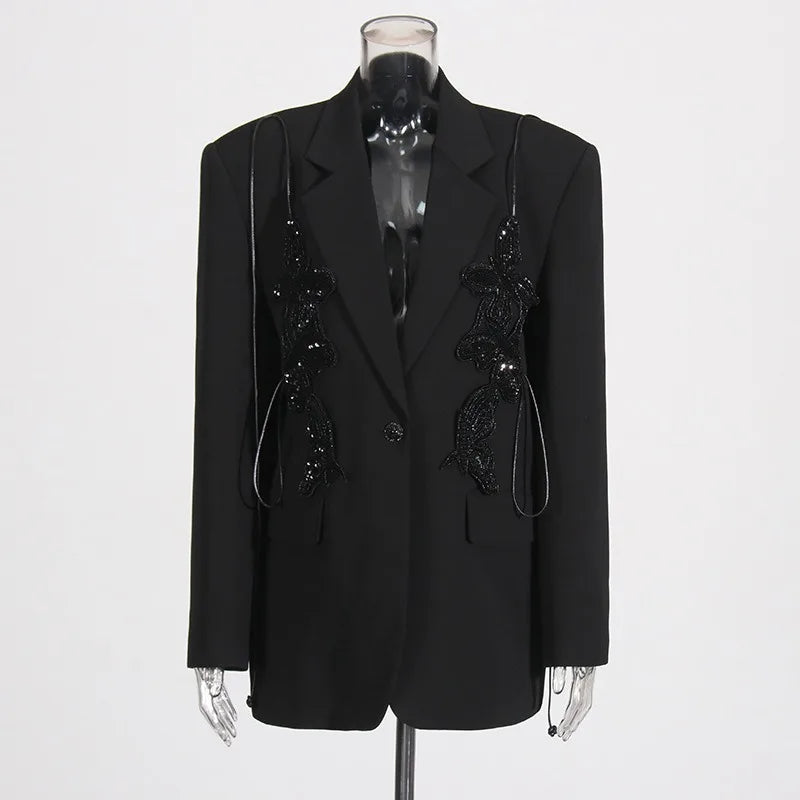 Sequined bow blazer