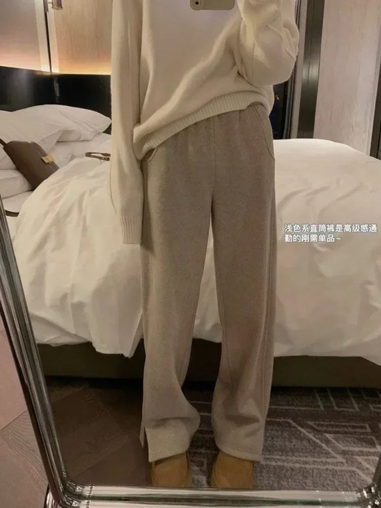 Thick High Waisted Wide Leg Pants