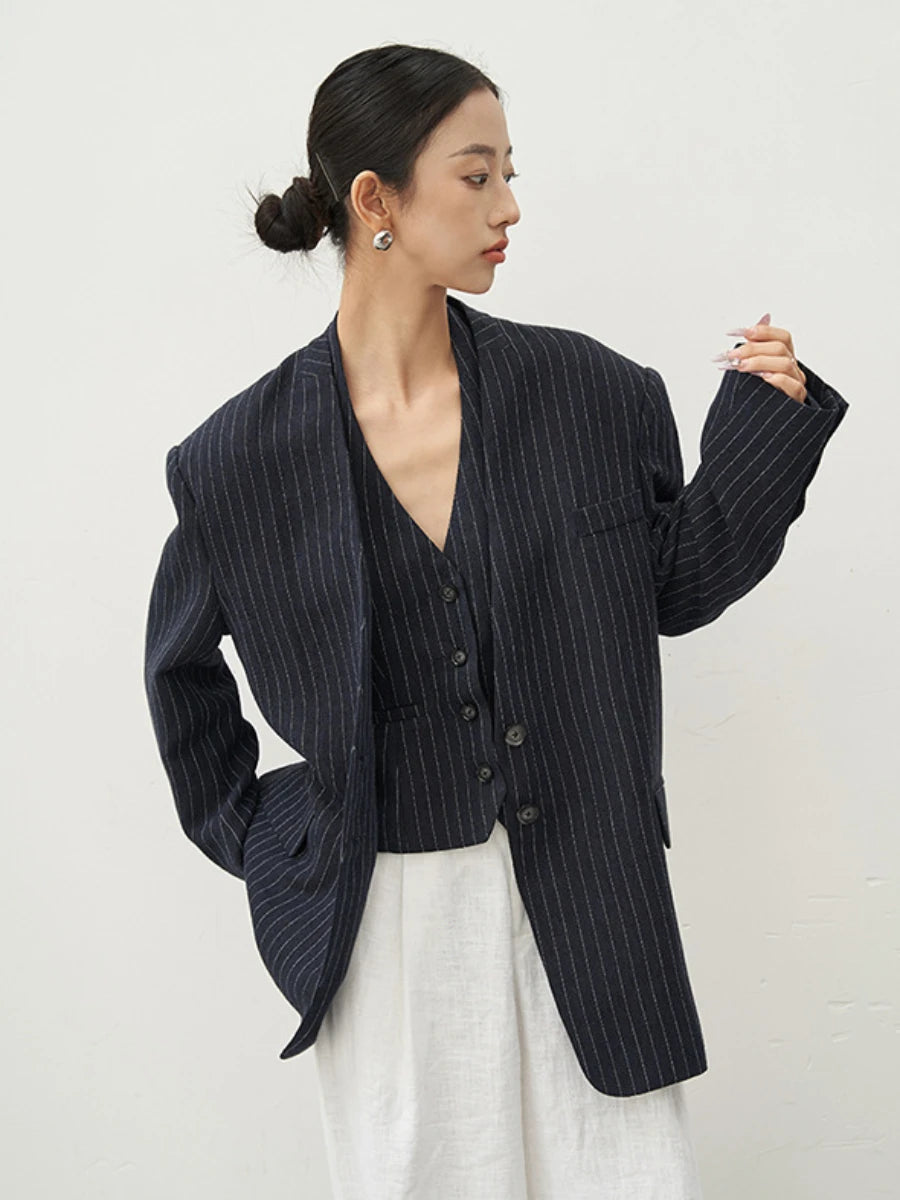 Solid Loose Spliced Blazer