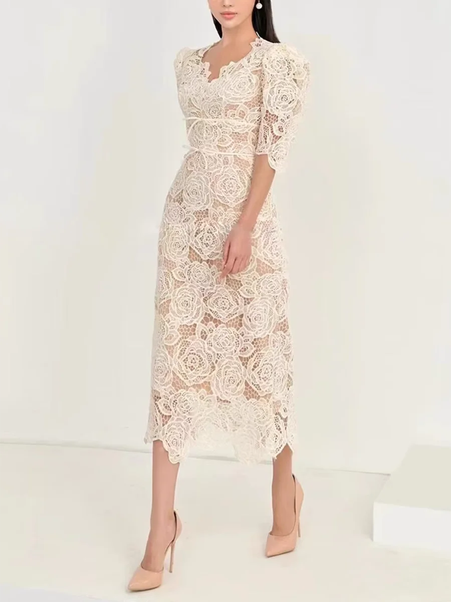 Short Sleeve High Waist Dress