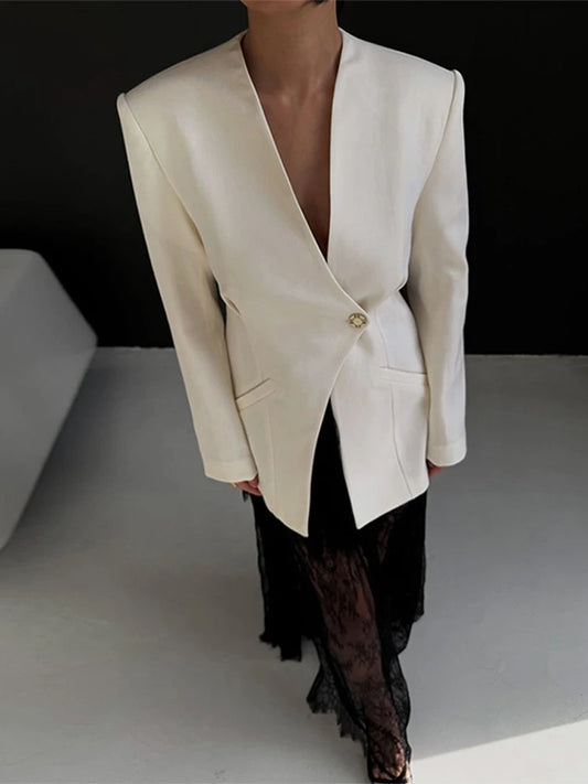 Single Button White Suit