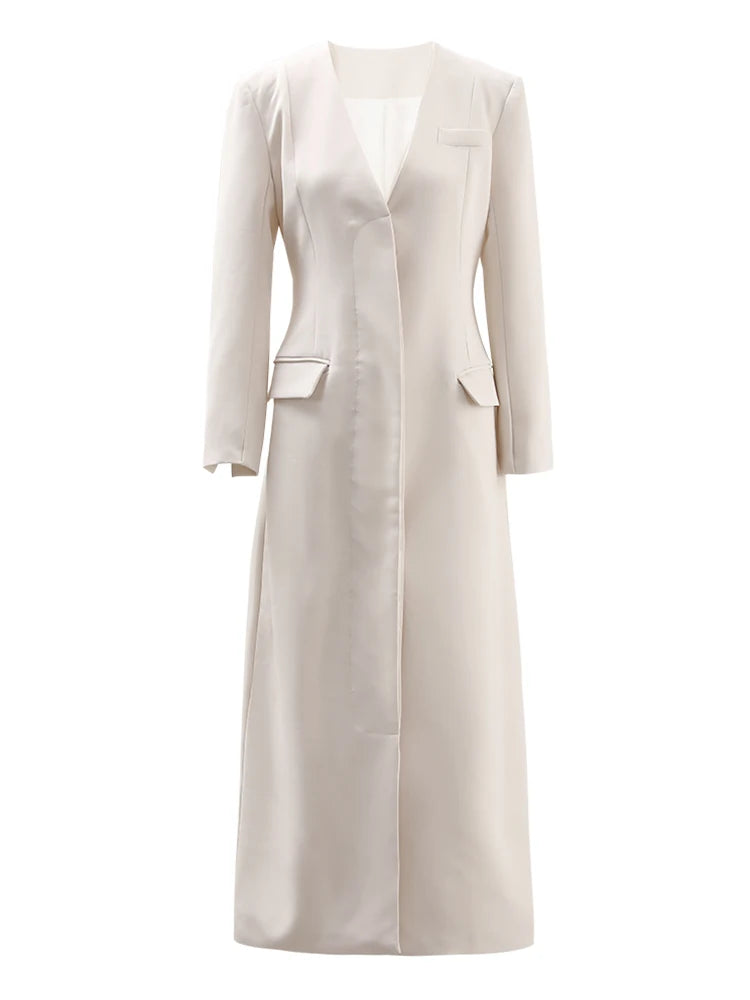 V Neck Elegant Long Blazer