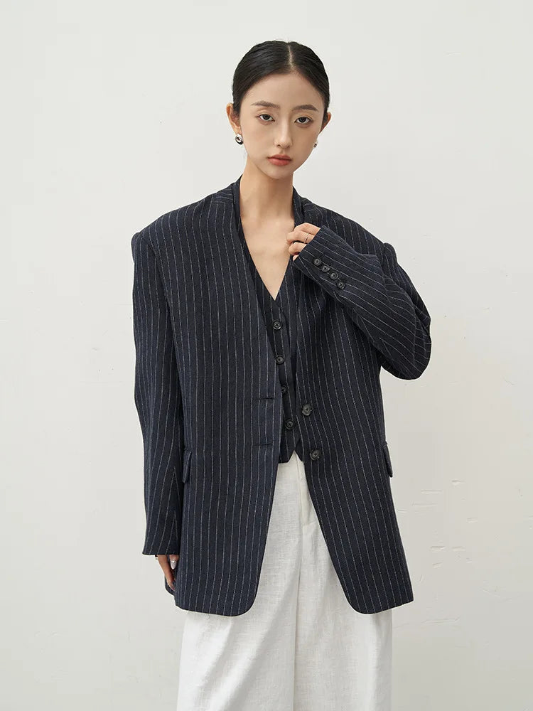 Solid Loose Spliced Blazer