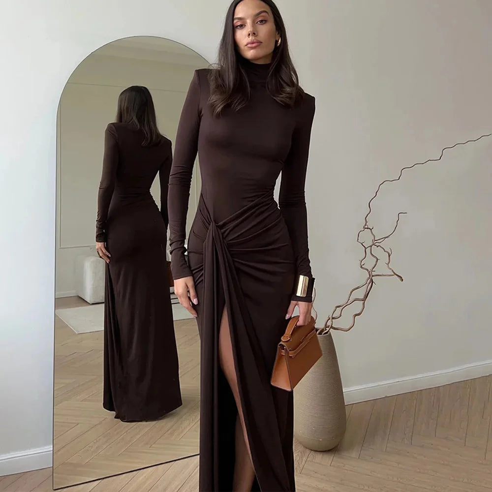 Black Turtleneck Long Sleeve Dress