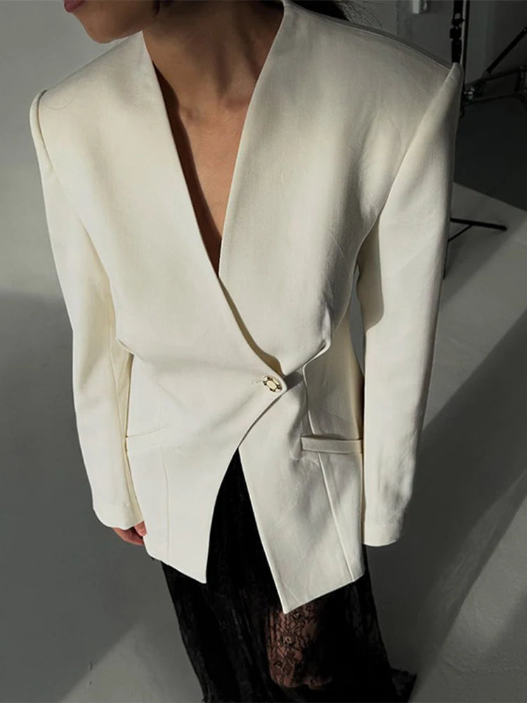 Single Button White Suit