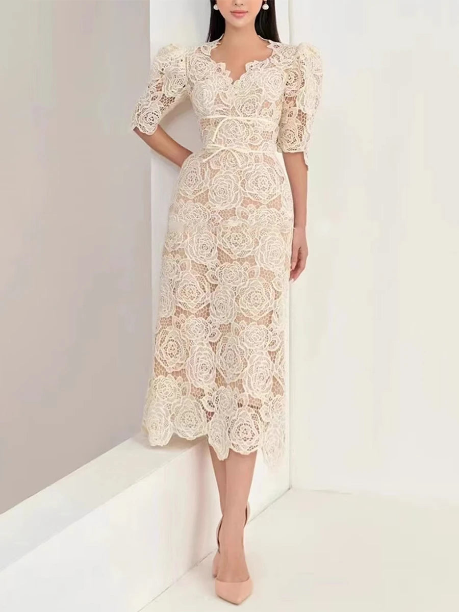 Short Sleeve High Waist Dress