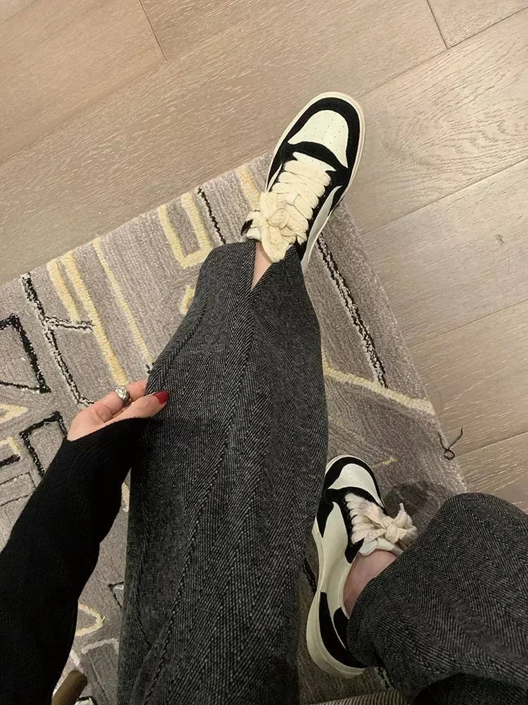 Thick High Waisted Wide Leg Pants