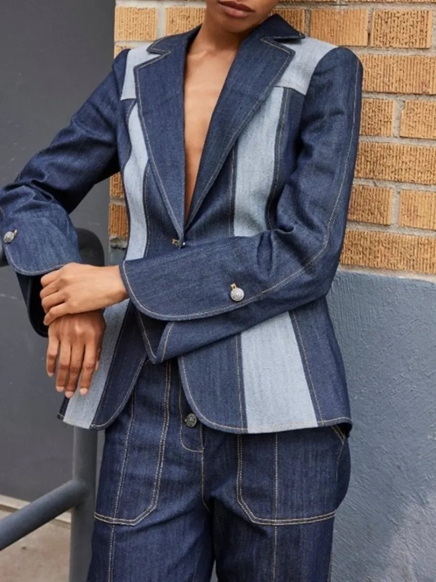 Deep Blue V-Neck Blazer