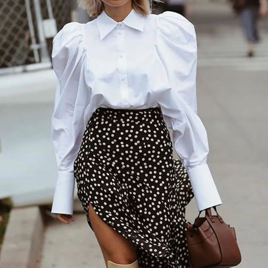 Puff Long Sleeve White Top