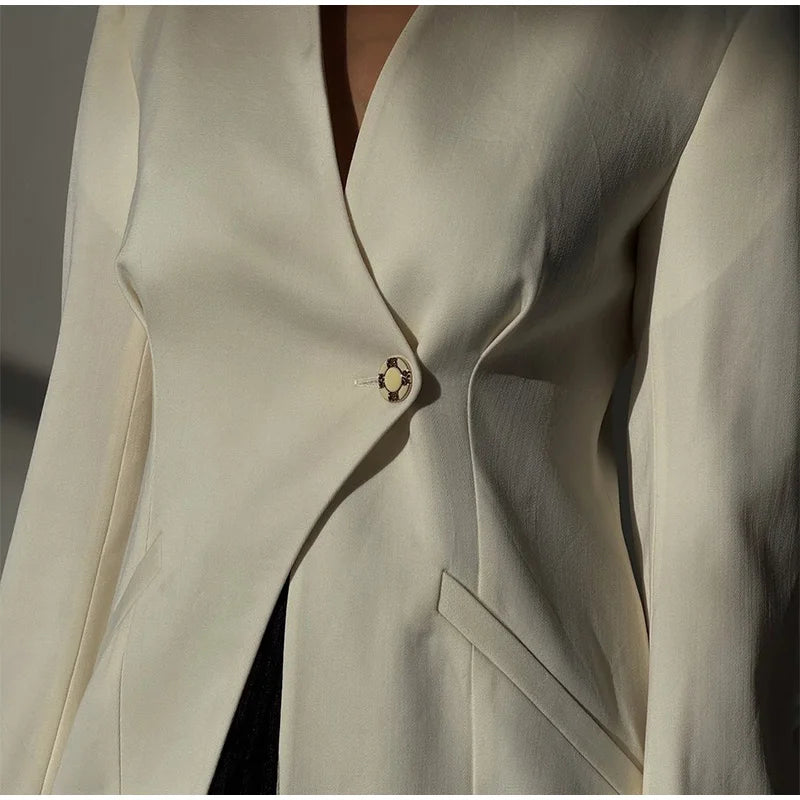 Single Button White Suit