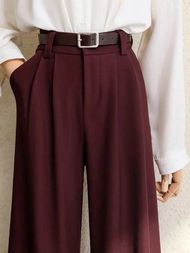 High Waist Burgundy Pants