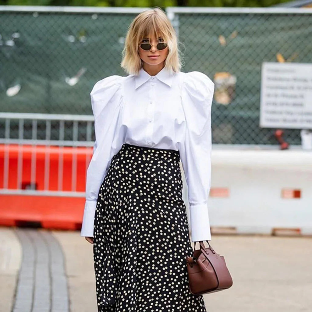 Puff Long Sleeve White Top